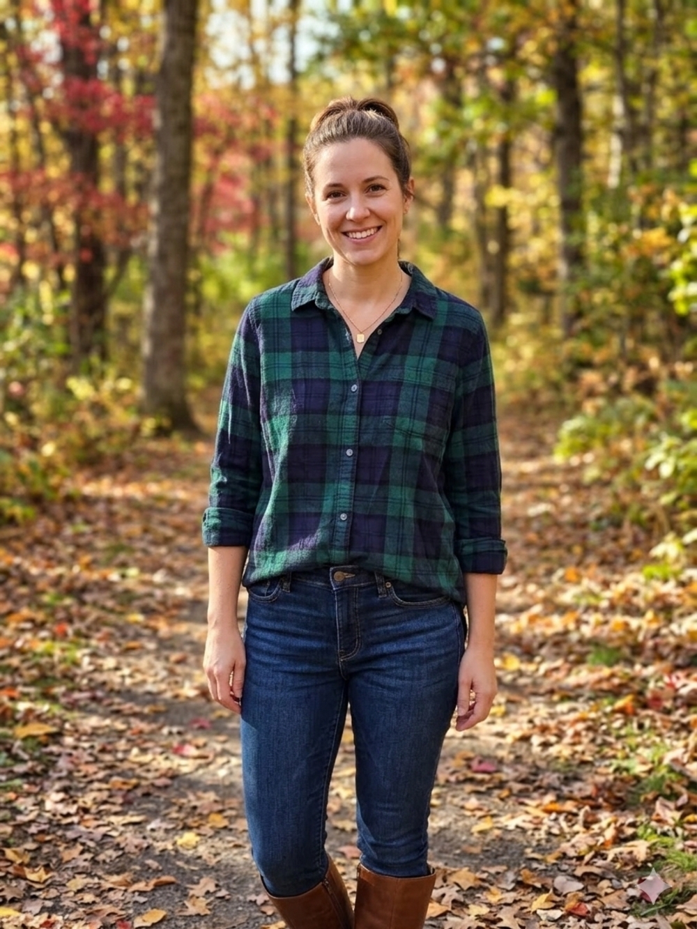 Old Navy Black Watch Plaid Flannel Shirt Green Navy XL